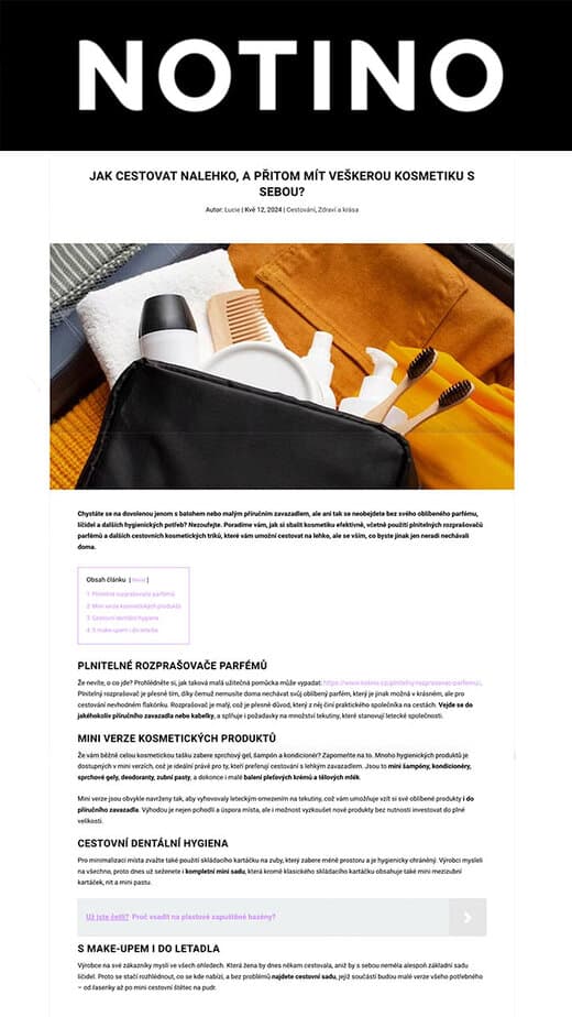 Notino publikovalo článek na Trendymagazin.cz